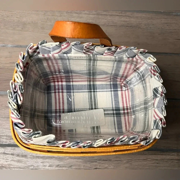 Longaberger 1997 Hanging Small Key Basket, liner, Protector approx 7"X 3.5" X 5” - Picture 8 of 8